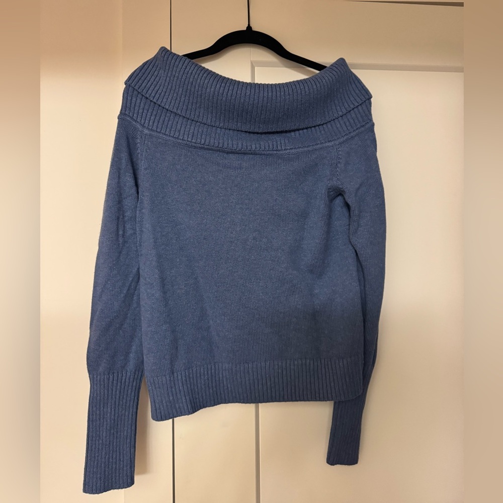 Aritzia Blue Topaz Off-Shoulder Sweater